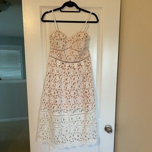 Impressions white lace midi dress